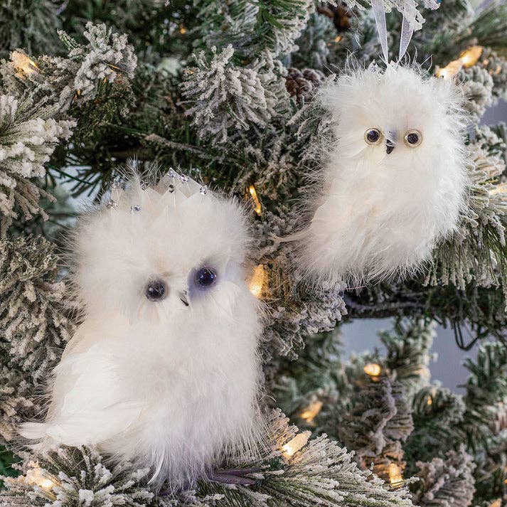 Zucker Feather Products - Wholesale Ornament - White Owl Christmas Ornament2