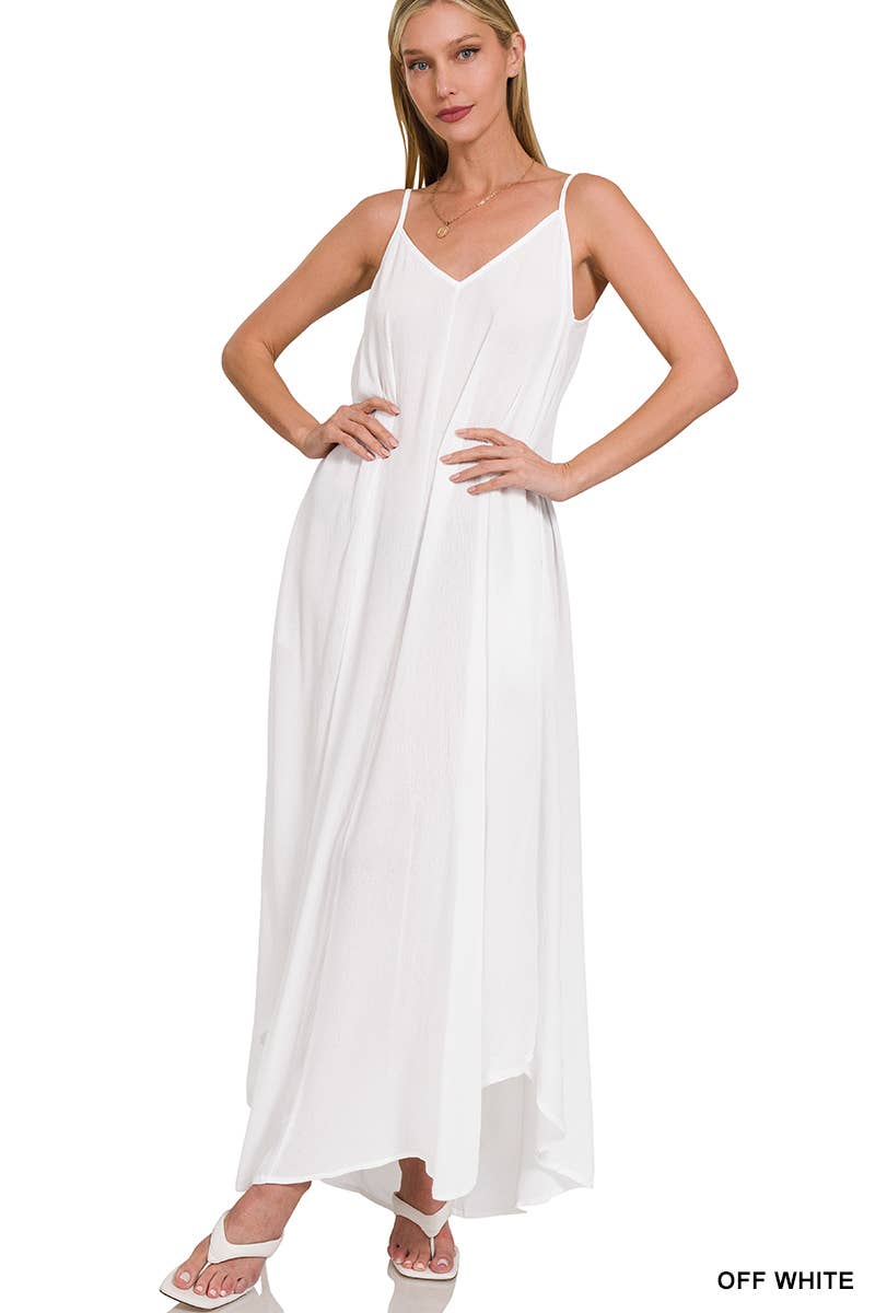 Vanilla Monkey – Engroshandel Kjole - Dame – Vævet Crinkle Cami Maxi kjole med sidelommer8