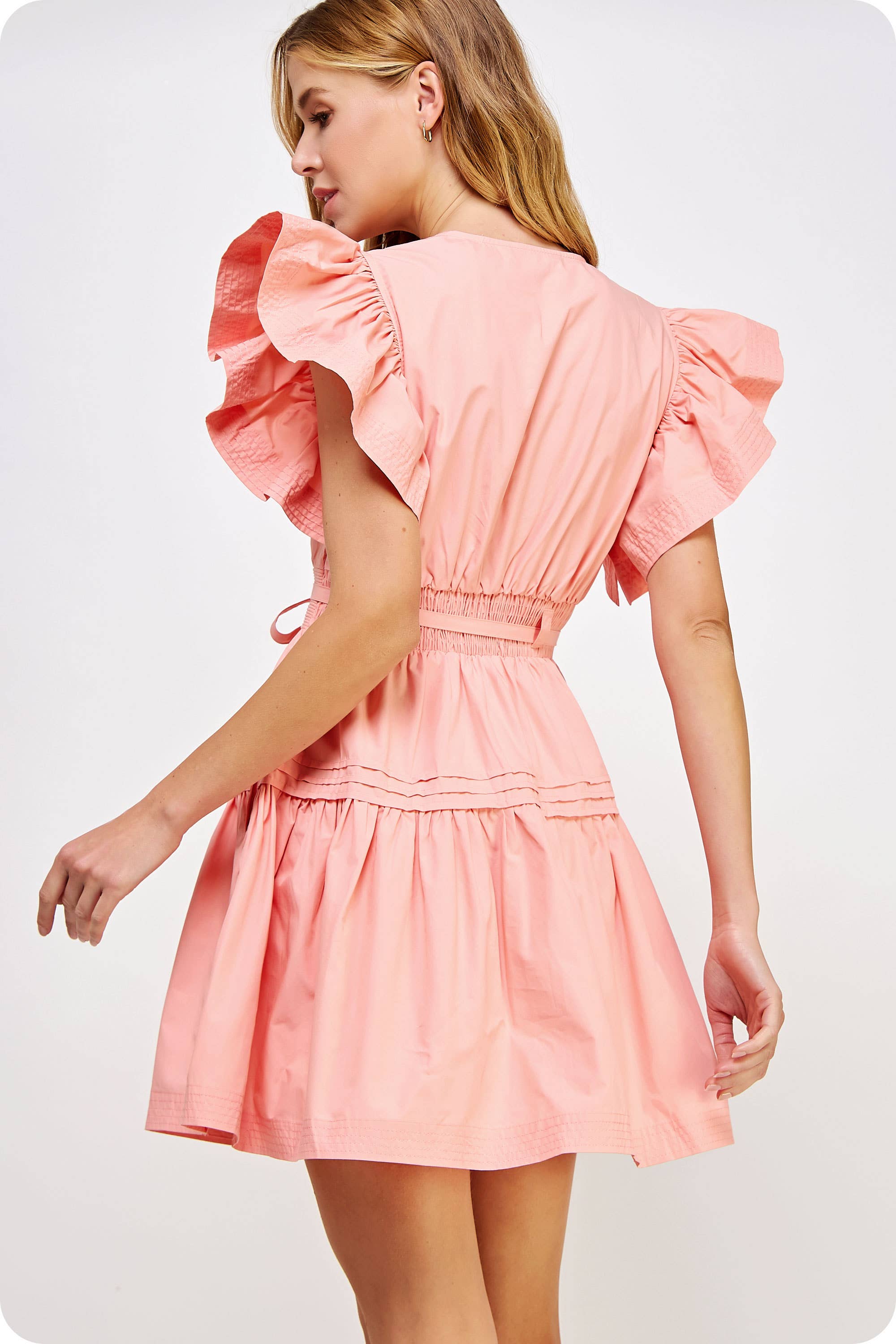 Strut & Bolt - Wholesale Dress - Women's - Flutter Sleeve Poplin Mini Dress42