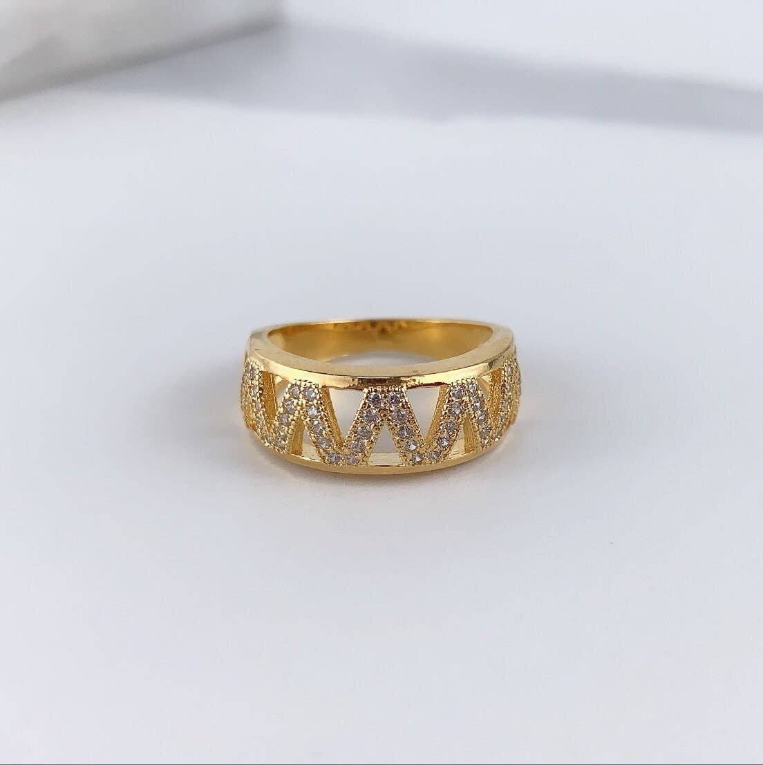 DIJU Jewelry –  por atacado – Anel de Banda em Ziguezague com Zircónia Cúbica Revestido a Ouro 18k Fornecimento de Joias por Atacado1