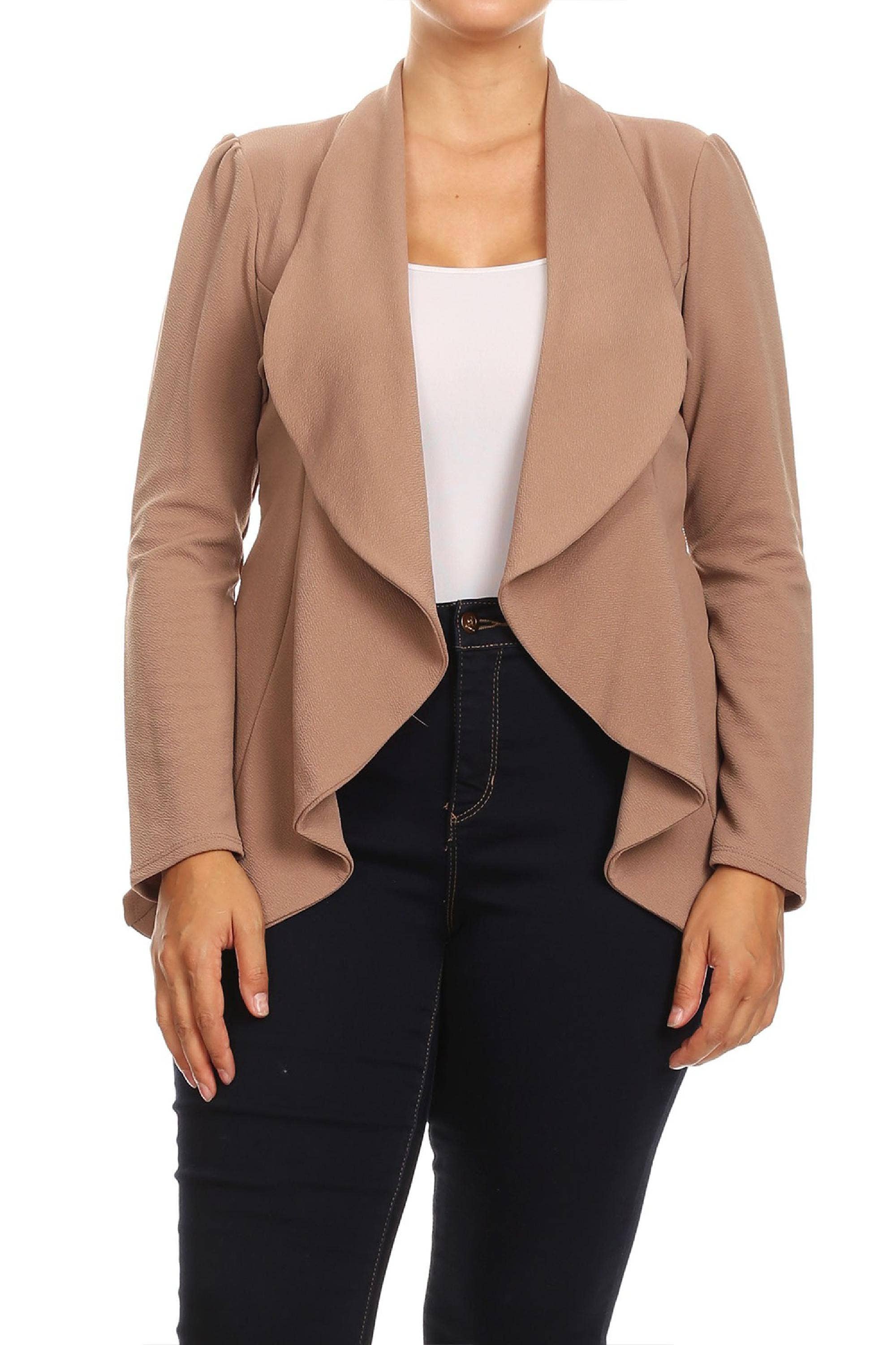 MOA COLLECTION – Blazer - Mulher por atacado – Jaqueta feminina sólida de mangas compridas para escritório24