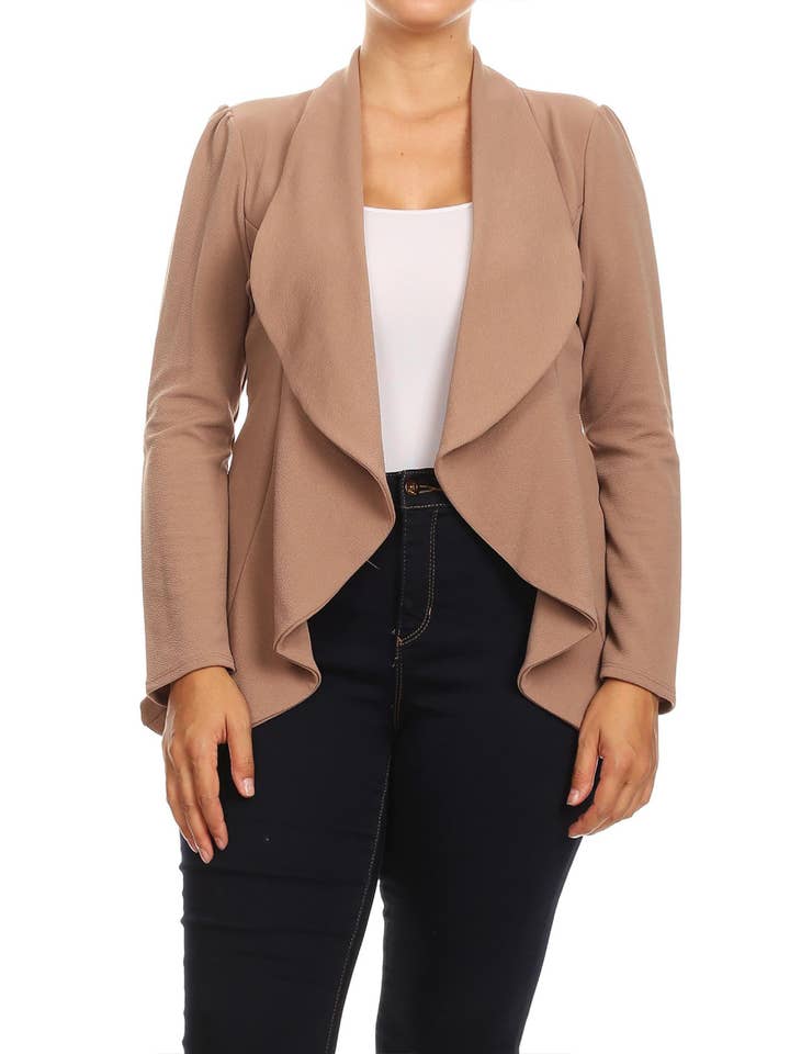 MOA COLLECTION – Blazer - Mulher por atacado – Jaqueta feminina sólida de mangas compridas para escritório24