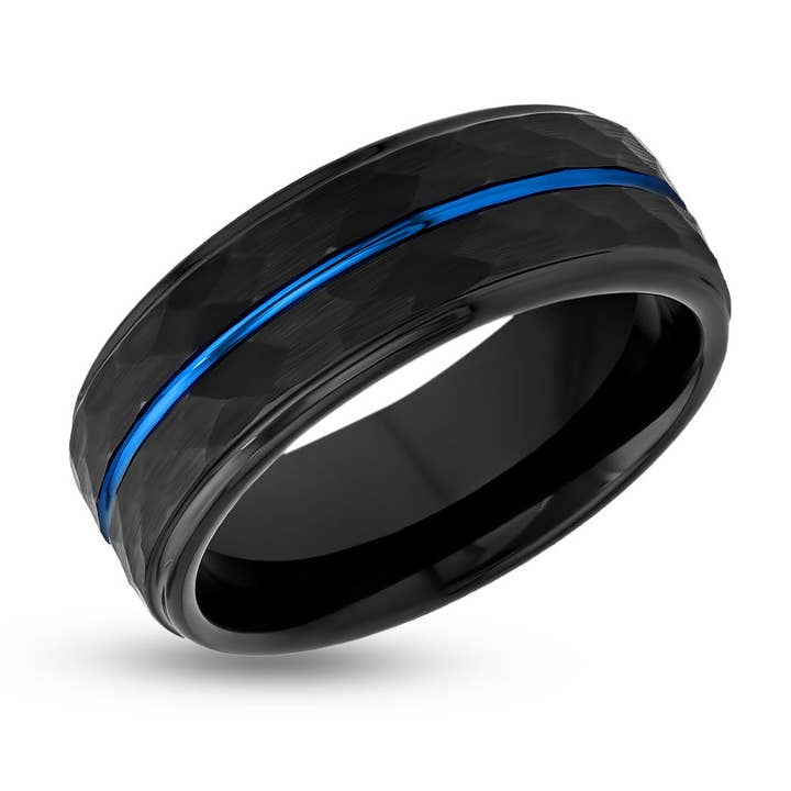 Herrvigselring - Svart Tungstenring - Hamrad Designring - 8mm Vigselband (Kopia) för wholesale av Lucky Love Rings