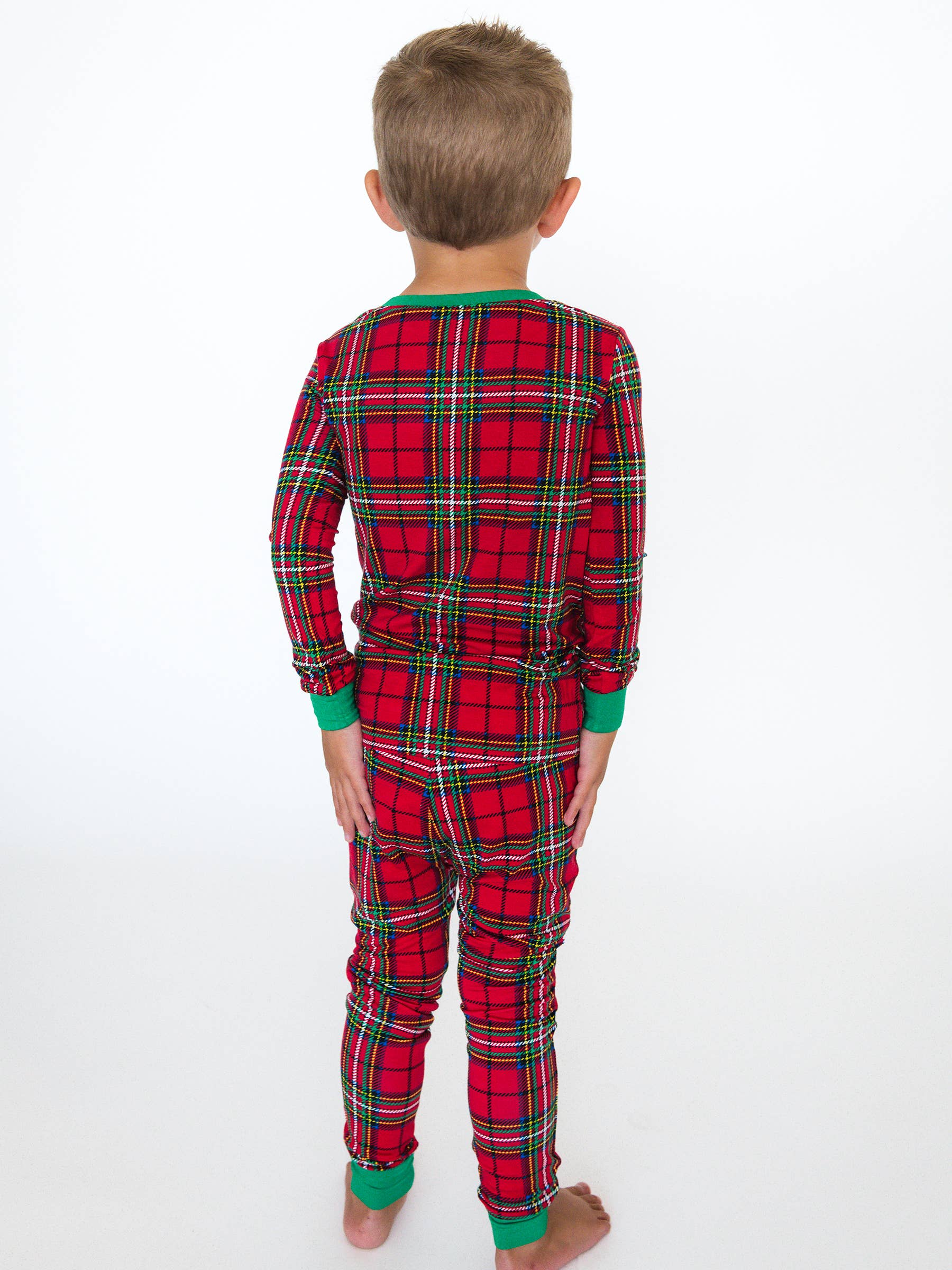 Röd SoftSnooze™ Barn Bambusviskos Röd Nicholas Rutig Pyjamaset med Lång Ärmar för wholesale på Faire2