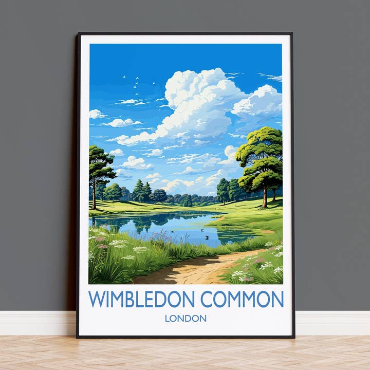 Cartaz de Viagem de Wimbledon Common, Impressão de Viagem de Wimbledon Common, Cartaz de Londres, Presente de Arte de Wimbledon Common, Presente de Viagem do Reino Unido para Amantes de Arte de Londres por atacado de NQ Media Designs