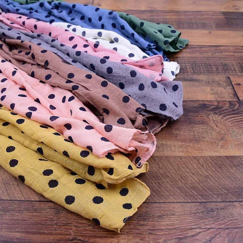 KiddieKickz - Wholesale Scarf - Kids - Children's Printed Dot Cotton and Hemp Warm Scarf11