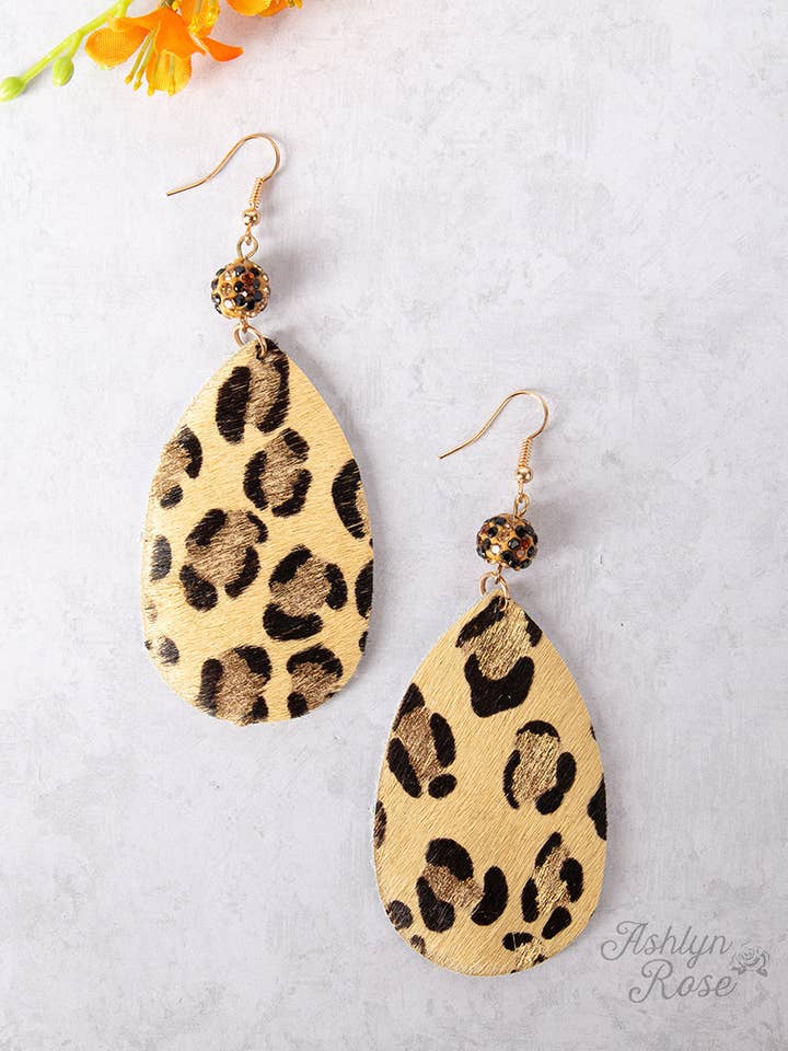 Delightfully Teardrop Shimmer Leopard Earrings for wholesale by GRACE+EMMA by Southern Grace