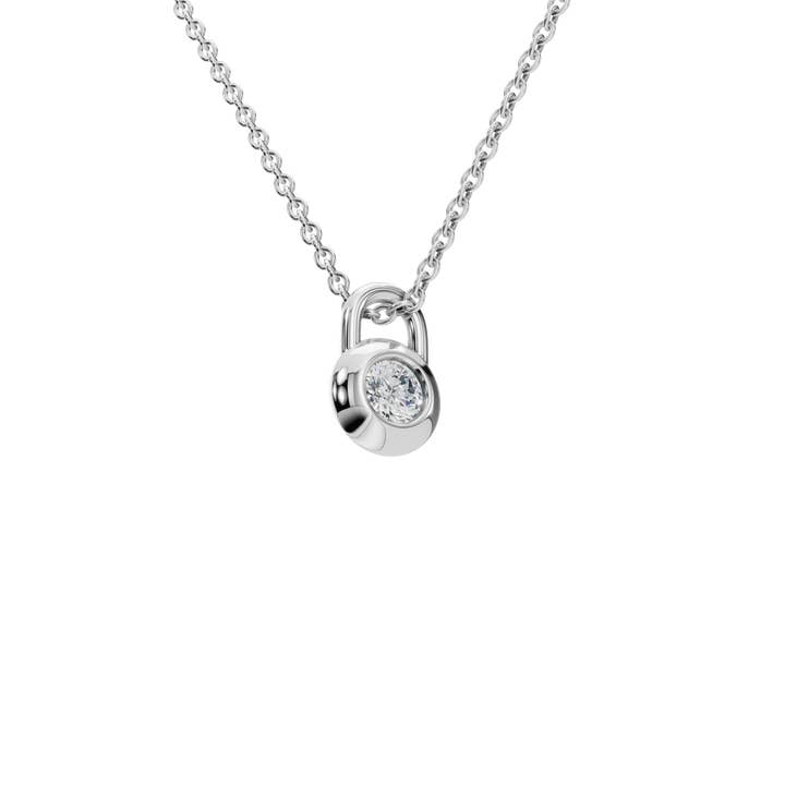 PureYou Jewelry - Wholesale Pendant/charm necklace - 14k Gold Diamond Solitaire Necklace, Lock Pendant7