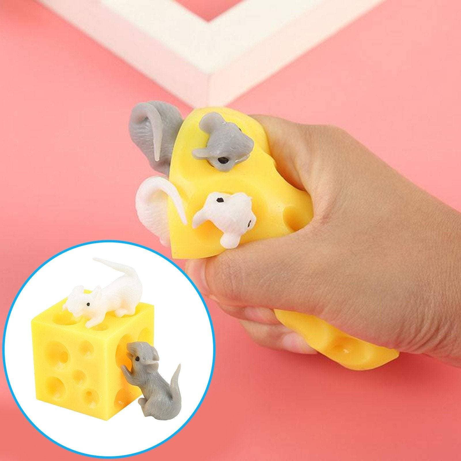 Multicolor Fun Mouse and Cheese Block Squeeze Stress Toy for wholesale on Faire
