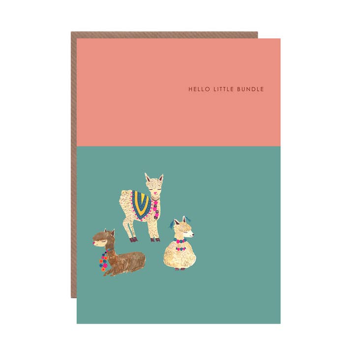 'Alpaca Bundle' New Baby Greetings Card for wholesale by Hutch Cassidy (Greetings Cards and Paper Goods)