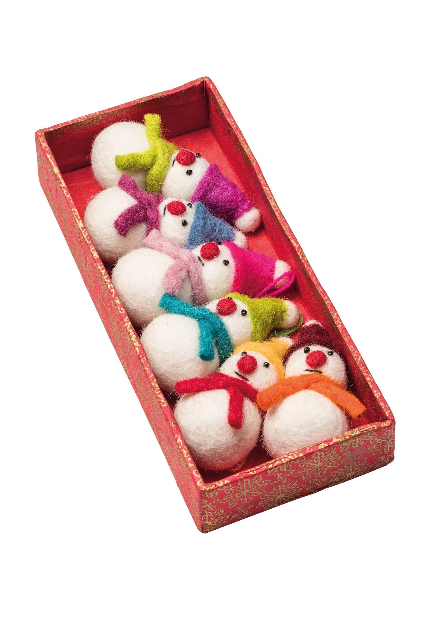 Namaste - Wholesale Christmas decoration - Set of 6 Mini Hanging Felt Snowmen Decorations3