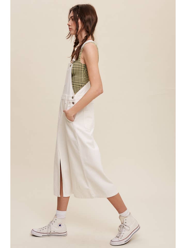 Weiss Weißes Denim-Overall-Midikleid für den Großhandel auf Faire6