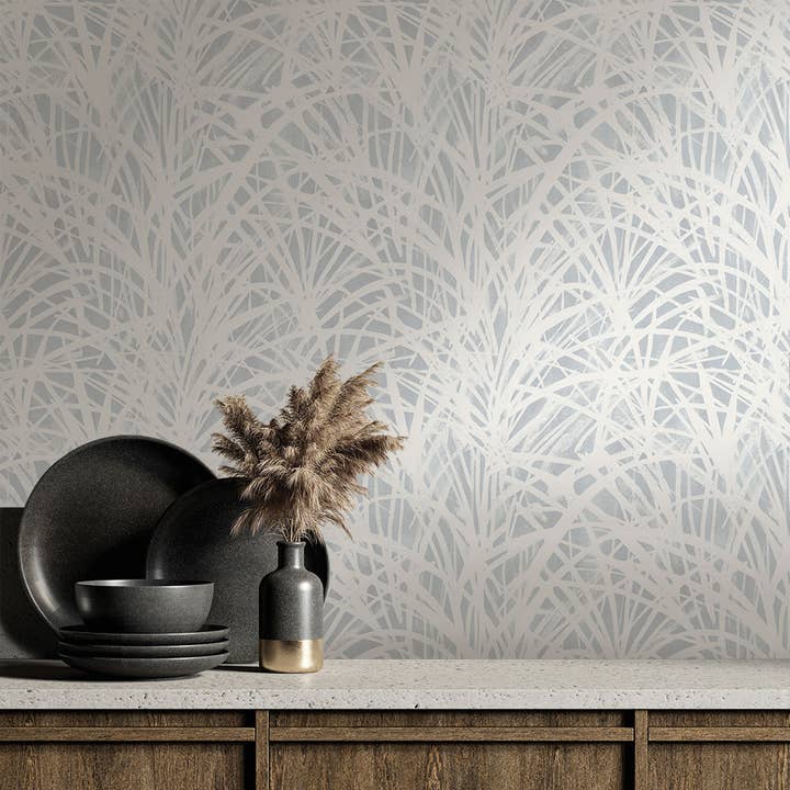 Tempaper & Co ® - Wholesale Wallpaper - Grassroots Blue Peel and Stick Wallpaper, 28 sq. ft.