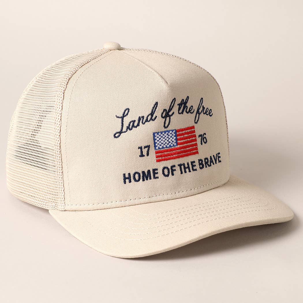 Fashion City - Wholesale Trucker Hat - Unisex - Land Of The Free Embroidery MeshBack Trucker Hat 8