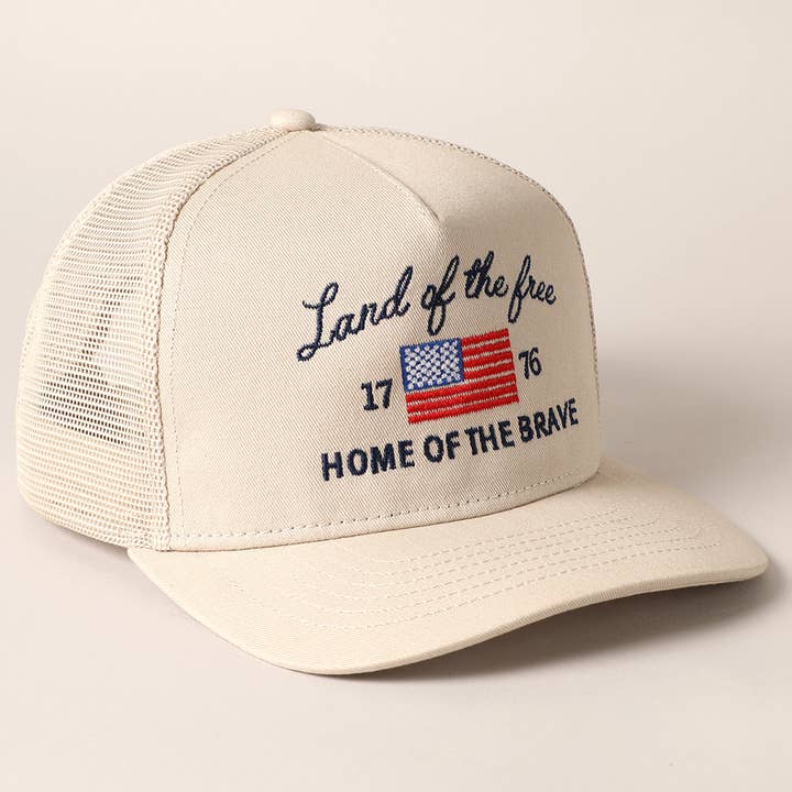 Fashion City - Wholesale Trucker Hat - Unisex - Land Of The Free Embroidery MeshBack Trucker Hat 8