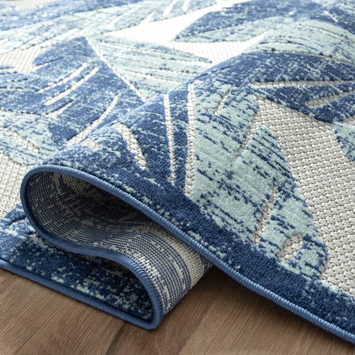 Abani Rugs - Wholesale Area Rug - Abani Hampton HAM190A Indoor/Outdoor Tropical Blue Palm Rug