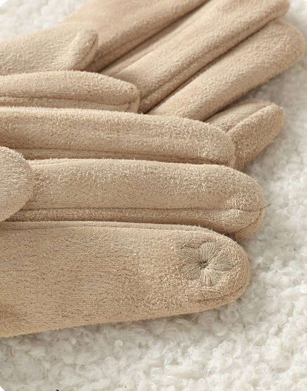 PEACH ACCESSORIES – Luvas - Mulher por atacado – Luvas de Camurça Sintética com Pormenor de Pêlo e Cinto HA3006