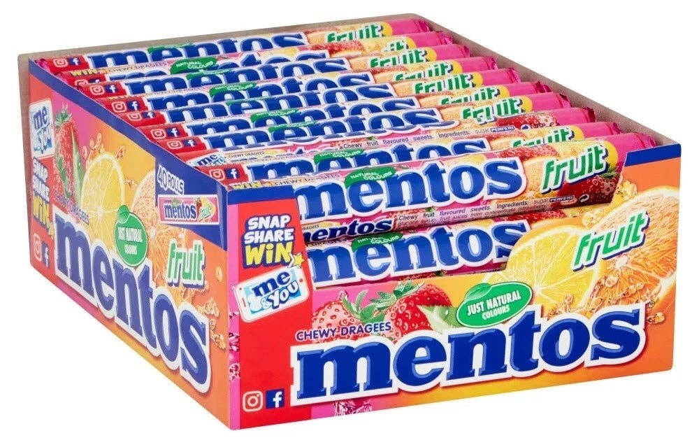 Snacky Candy - Wholesale Mints - Mentos Rolls Fruit (imported) 37g 40 count0