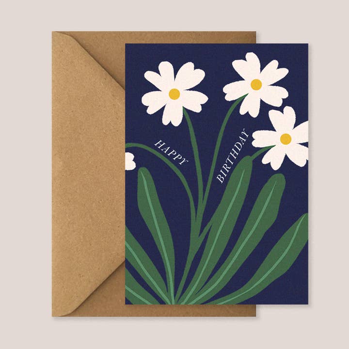 Carte d'anniversaire Pétales Blancs pour la vente par Kiran Ravilious