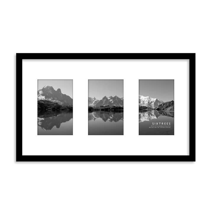 Logan Black Picture Frame 10X17 Matted to a 4X6 - Triple (Horizontal / Vertical) for wholesale by Sixtrees