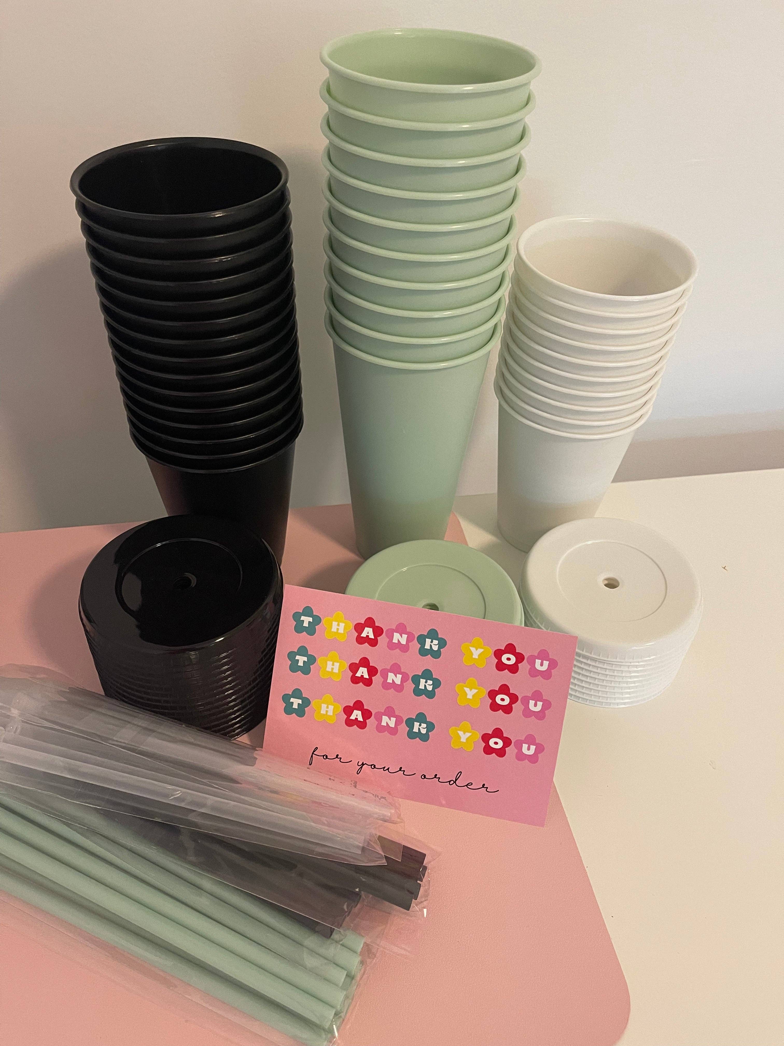 One Stop Cups - Wholesale Drinking Glass/Cup - 16oz 50-Pack Cold Cups with Lids & Straws - Mixed Colors 2