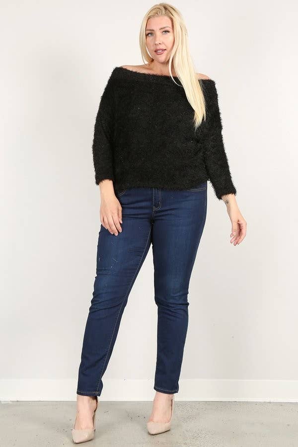 Haute Fox Plus Size & Contemporary - Wholesale Knit Sweater - Women's - Plus Size Faux Mink Sweater Top0