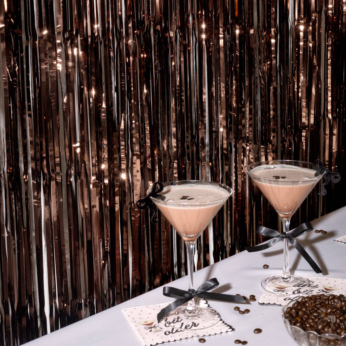 xo, Fetti - Wholesale Curtain - Espresso Fringe Curtain | Martinis, Party Backdrop, Metallic0