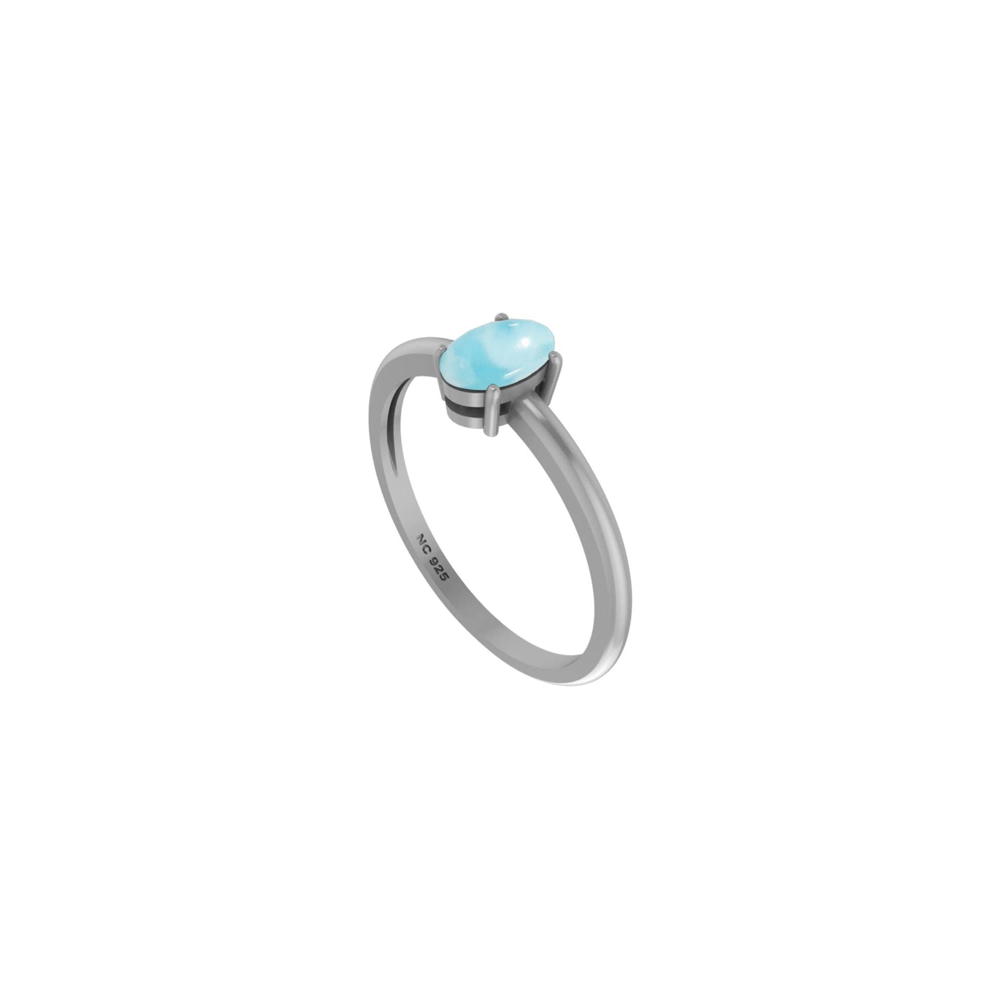 Nature Crafts - Wholesale Ring met een steen/solitaire ring - Nature Crafts natuurlijke larimar stapelbare ringen van sterling zilver met klauwzetting5