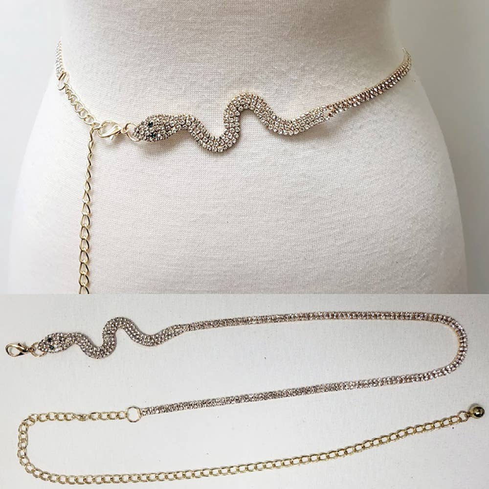 Sensibling Corp. – wholesale Belt – Women's – Rhinestone Paved Snake Chain Waist Belt1