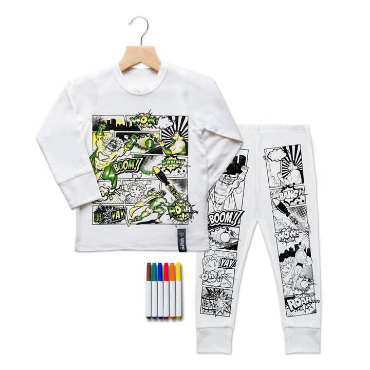Selfie Craft Co – wholesale Sleepwear set – Kids – Superhero Comic Colour In Pyjamas (NOT AVAILABLE IN USA)2