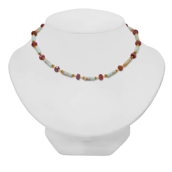 Jasper and Ruby Necklace for wholesale by Pomeline Greenwich