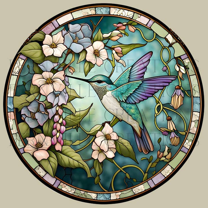 Fernville Creations - Wholesale Coasters - Hummingbird Faux Stained Glass Ceramic Coaster Eco-Friendly1