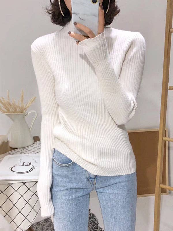 ShieldChic – Großhandel Strickpullover – Damen – 9 Farben Strickpullover mit geteiltem Gelenk und hohem Kragen5