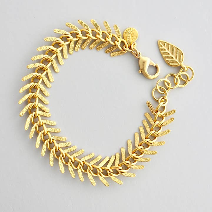 David Aubrey Jewelry – wholesale Länkar och kedjearmband – DORB02 fiskbensarmband i matt 18k guld0