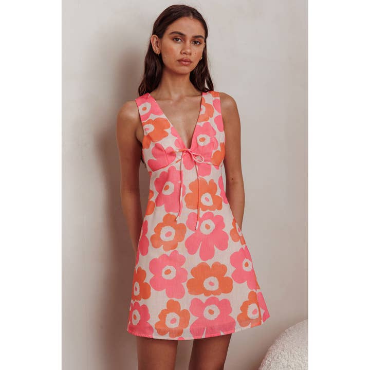 One and Only Collective - Wholesale Dress - Women's - V NECKLINE FLORAL MINI DRESS / KA0170J3