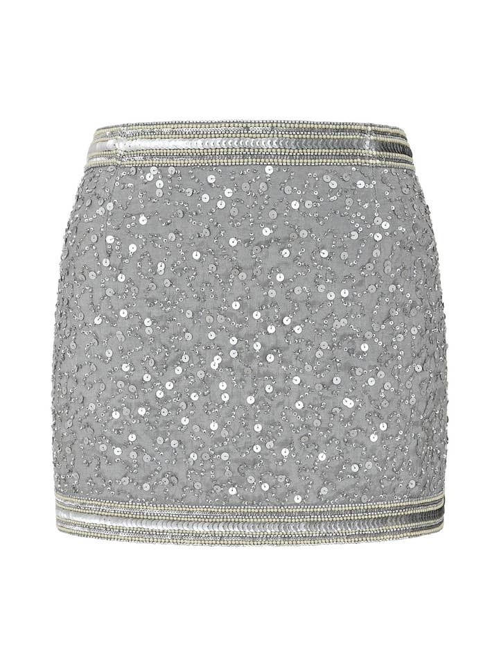 Peggy Silver Sequin Mini Skirt for wholesale on Faire0