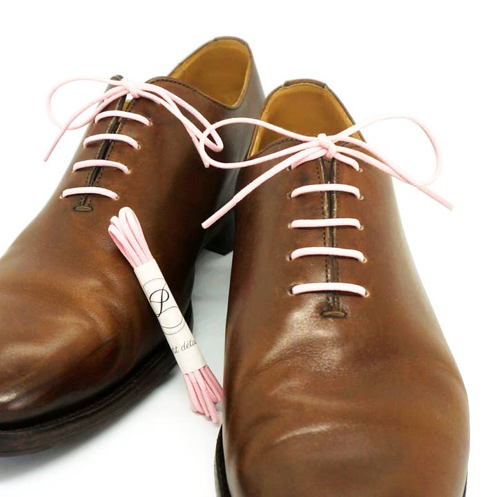 Lacci in cotone cerato rosa pallido Made in France per la vendita all'ingrosso da parte di Petit détail