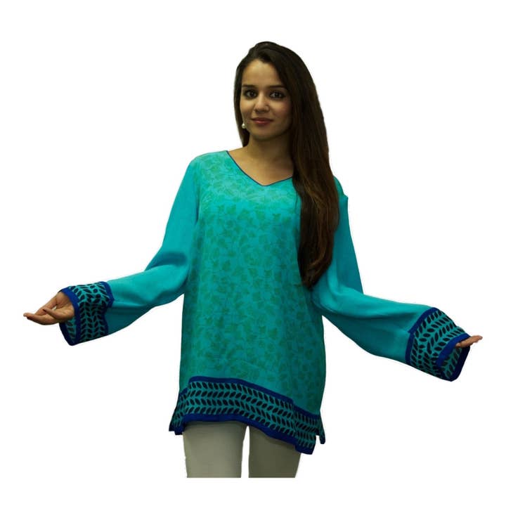 Tuniek - Turquoise voor wholesale door Harshita's Designs