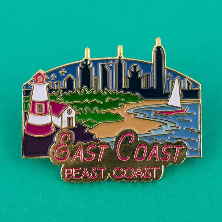 East Coast Beast Coast Enamel Pin for wholesale by femfetti