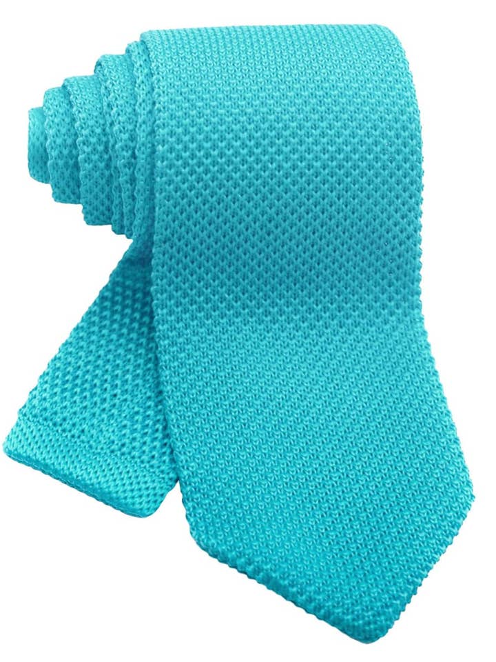 CRAVATE EN MAILLE BLEU TURQUOISE pour la vente par Josvil