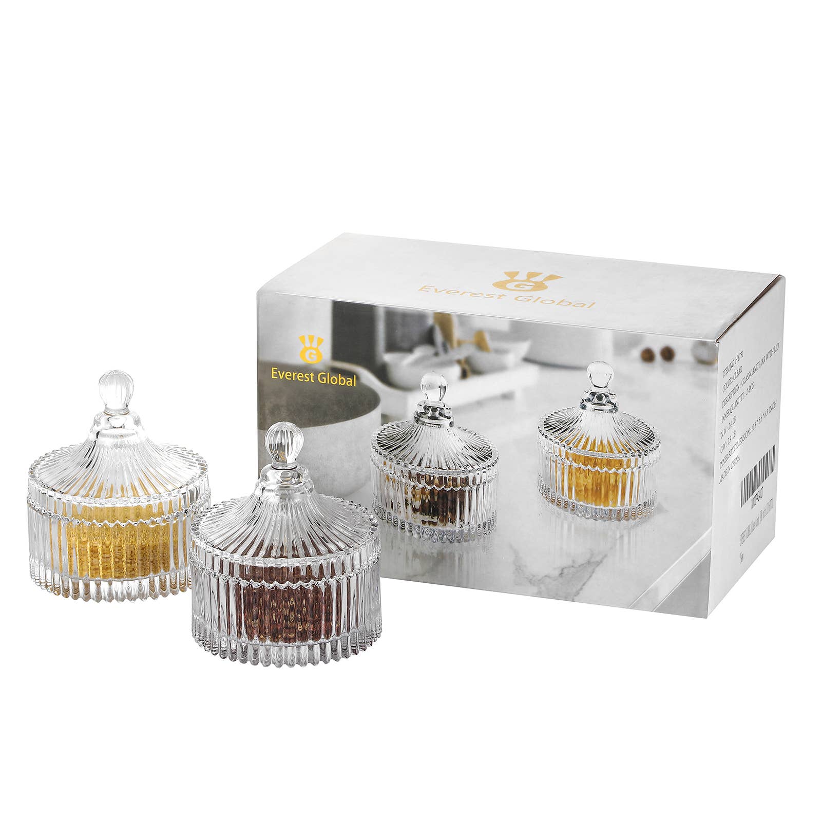 Everest Global - Wholesale Apothecary Jar - Crystal Clear Castle Glass Candy Jar with Lid set of 29