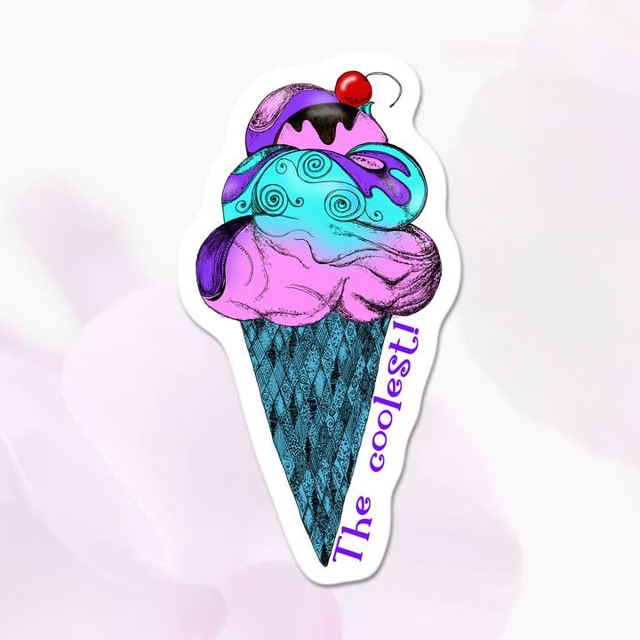 Ice Cream Cone - Coolest 3" Vinyl Sticker for wholesale by Katekreates