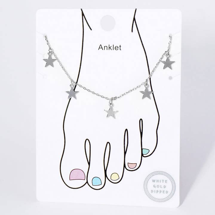 Sensibling Corp. - Wholesale Anklet - Gold Dipped Star Charm Station Anklet4