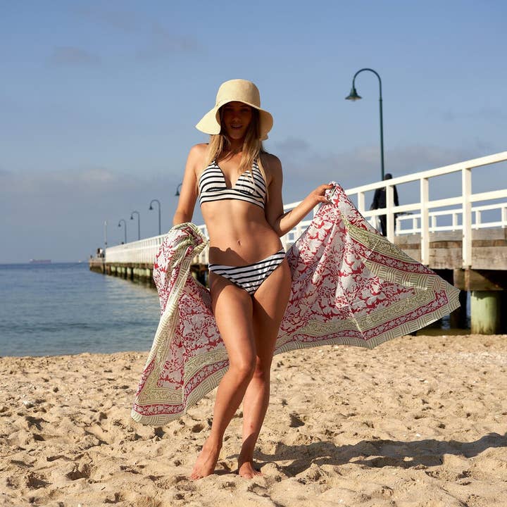 Linen Connections – Engroshandel Strandbadekåbe – Dame – Bomuld Grøn Sarong - Seaside Bliss