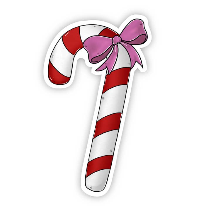 Candy Cane with Pink Bow Sticker for wholesale by Big Moods
