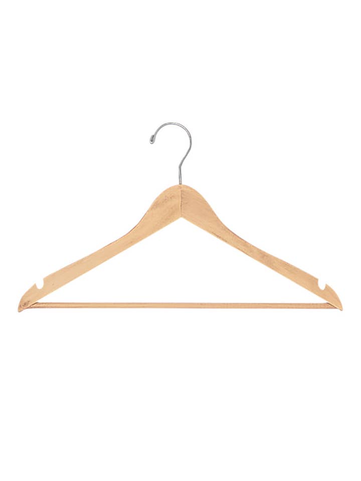 17" Natural Wood All Purpose Hangers - Case of 50 for wholesale by Store Supply Warehouse