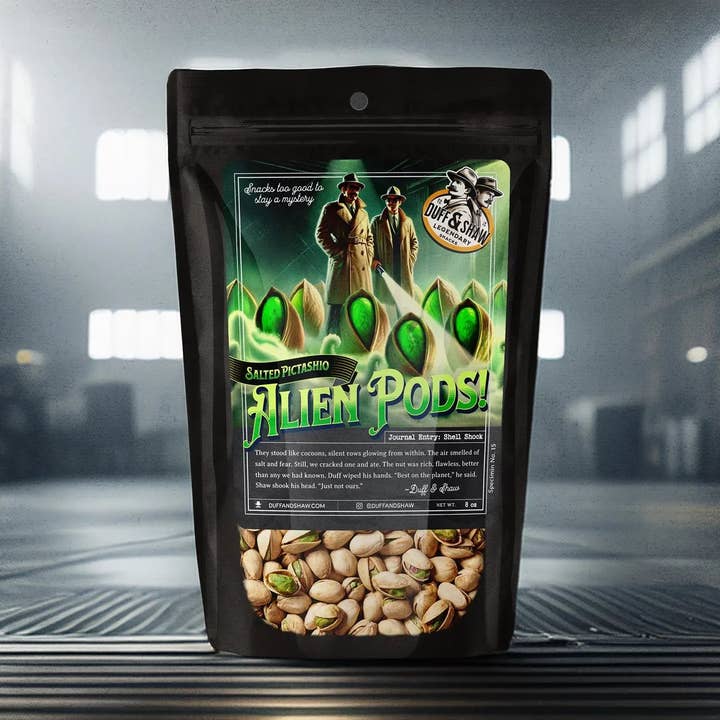 Alien Pod Pistachios for wholesale by Duff & Shaw - Legendary Snacks