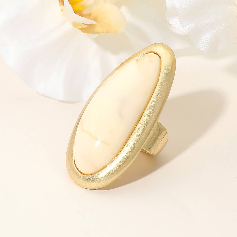 Sensibling Corp. - Wholesale Cocktail/gelegenheidsring - Gedurfde Abstracte Ovale Natuursteen Stretch Ring1