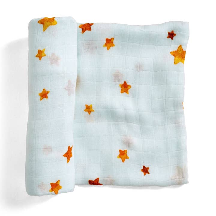 Bamboo Baby Swaddle - Stars Print - Goodnight Wonderland for wholesale by Rookie Humans