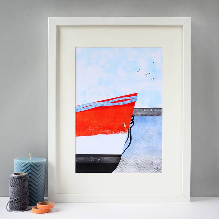 Reproducción de arte St Ives Shoreline para venta al por mayor de Fiona Clabon Illustration